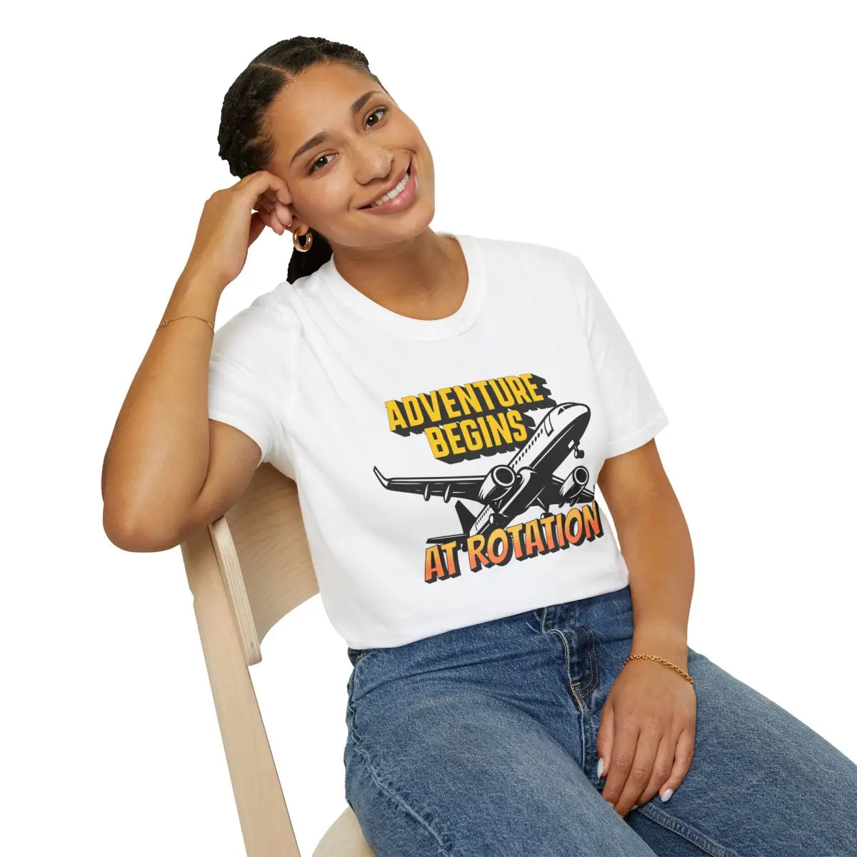 Adventure Begins At Rotation - Tee - T-Shirt - Gifts for pilots - Aviation apparel