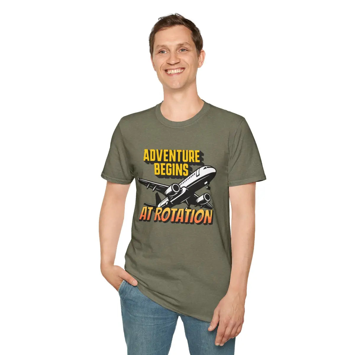 Adventure Begins At Rotation - Tee - T-Shirt - Pilot gifts - WWII warbird t-shirt