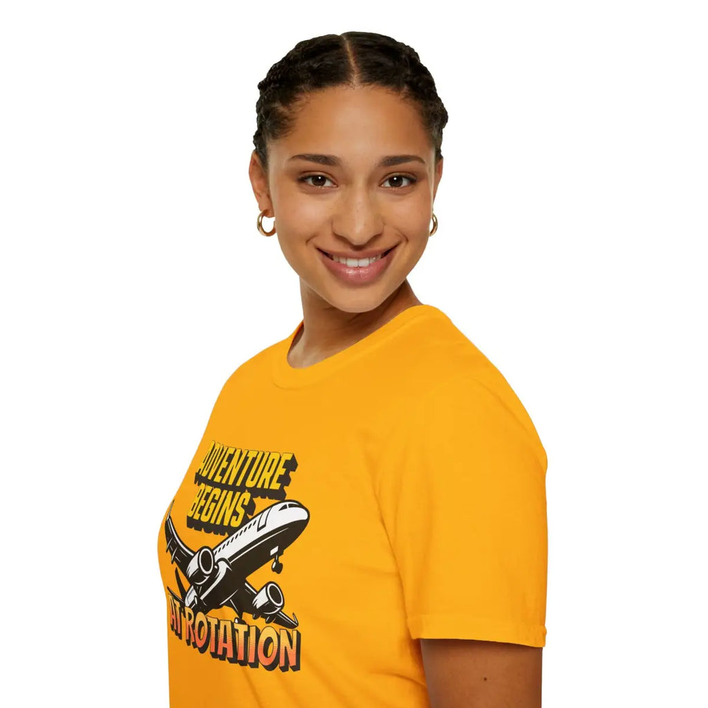 Adventure Begins At Rotation - Tee - T-Shirt - Gifts for pilots - Aviation apparel
