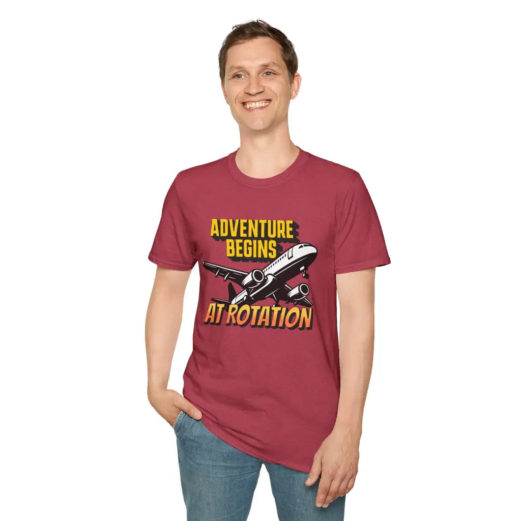 Adventure Begins At Rotation - Tee - T-Shirt - Gifts for pilots - Aviation apparel