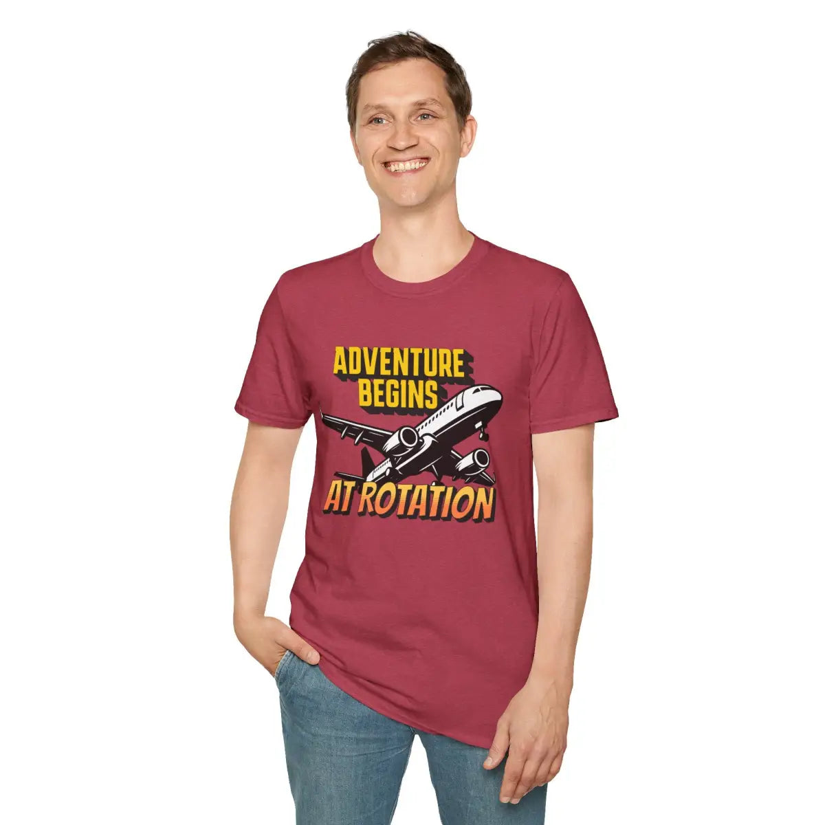 Adventure Begins At Rotation - Tee - T-Shirt - Gifts for pilots - Aviation apparel