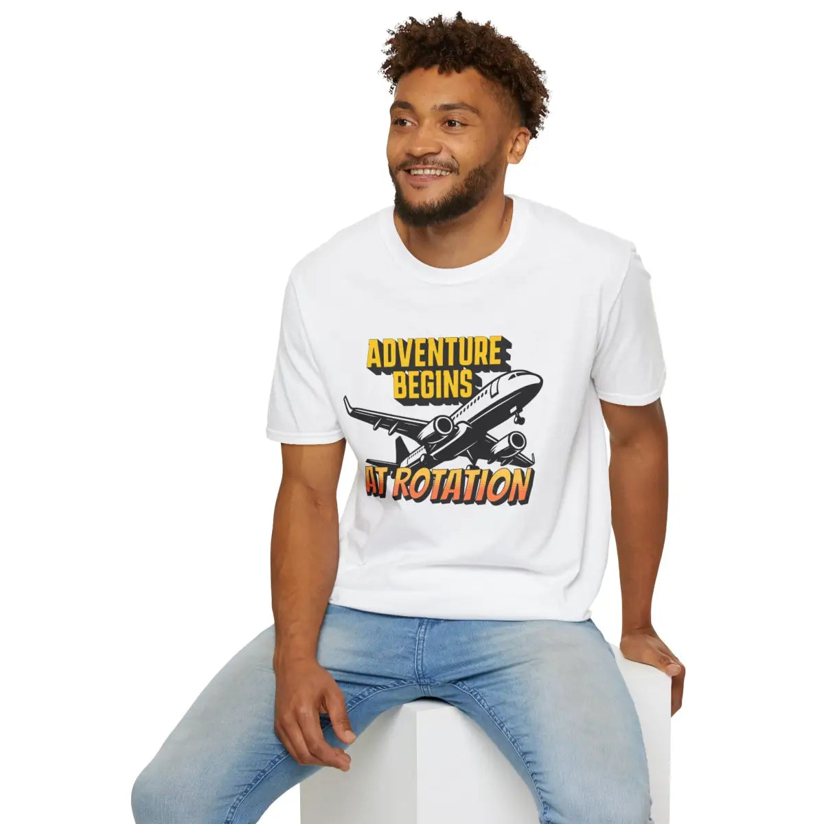 Adventure Begins At Rotation - Tee - T-Shirt - Gifts for pilots - Aviation apparel