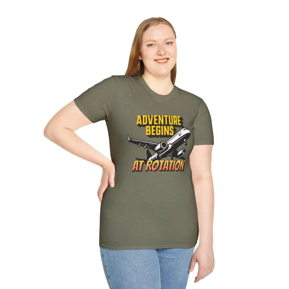 Adventure Begins At Rotation - Tee - T-Shirt - Gifts for pilots - Aviation apparel