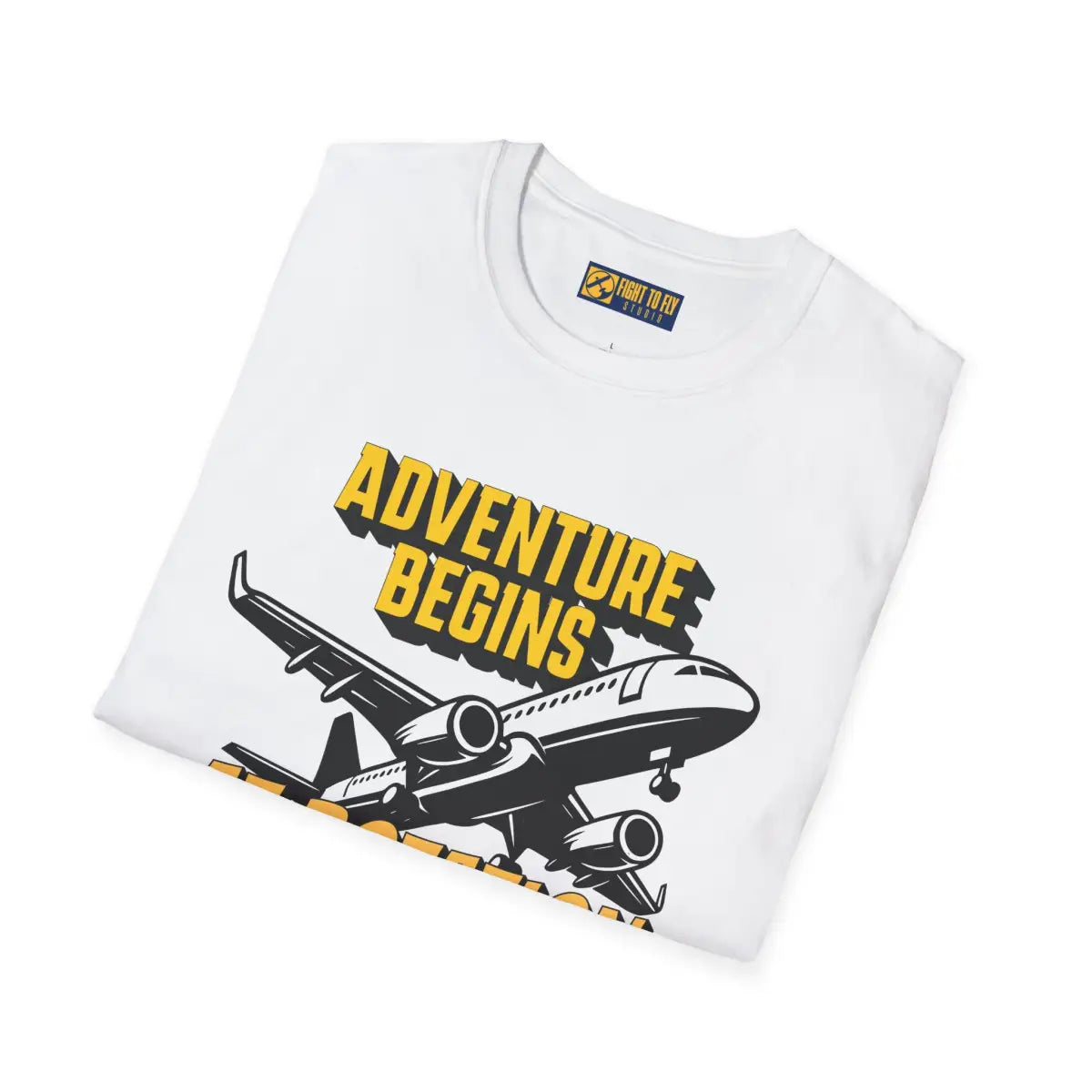 Adventure Begins At Rotation - Tee - T-Shirt - Gifts for pilots - Aviation apparel