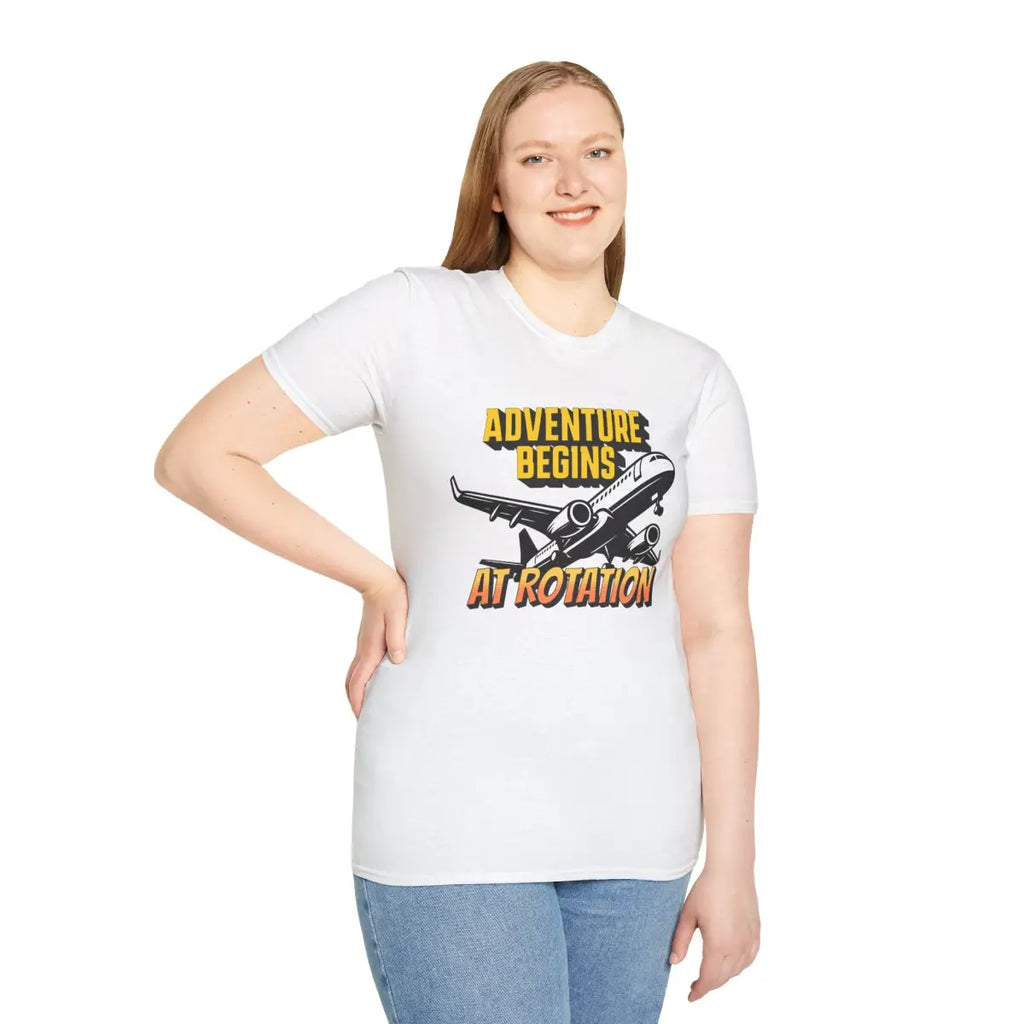 Adventure Begins At Rotation - Tee - T-Shirt - Gifts for pilots - Aviation apparel