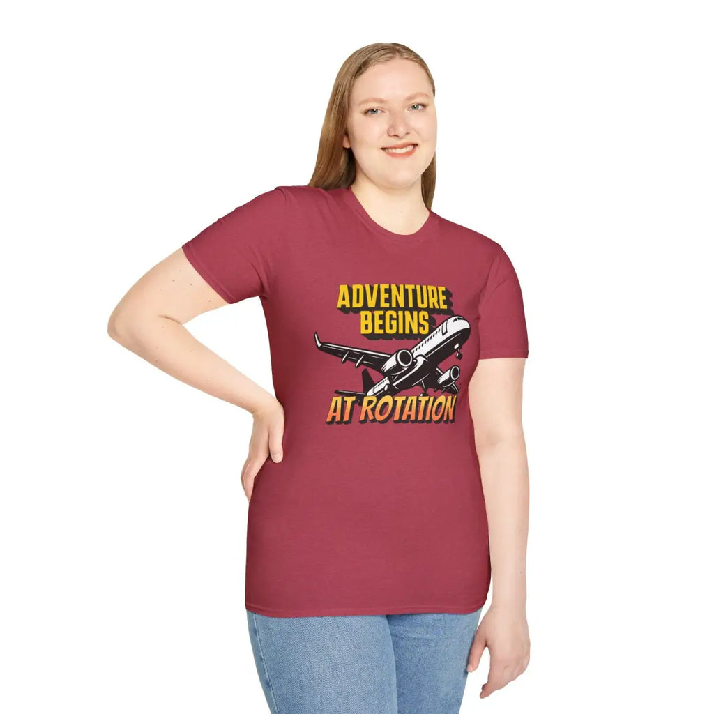 Adventure Begins At Rotation - Tee - T-Shirt - Gifts for pilots - Aviation apparel
