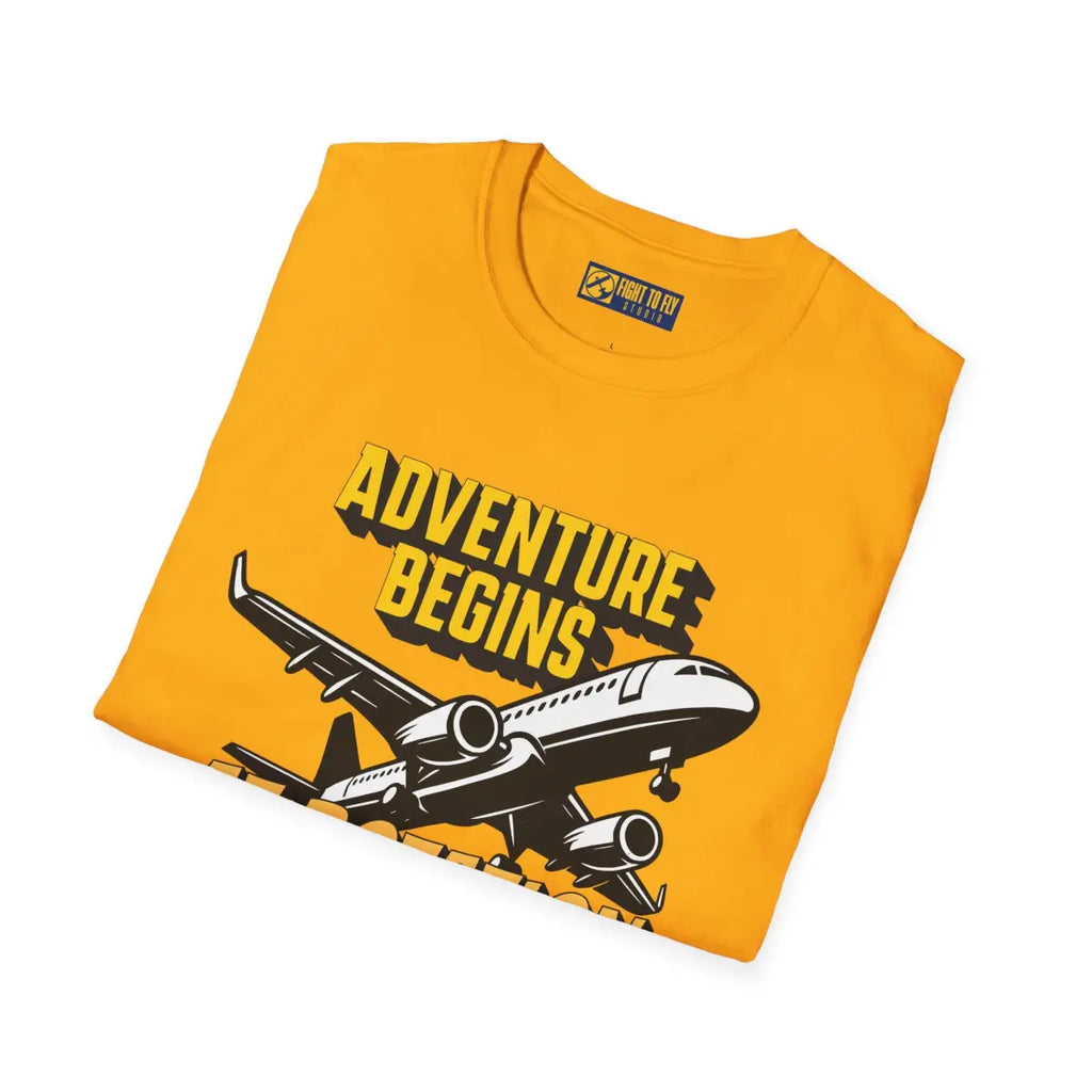 Adventure Begins At Rotation - Tee - T-Shirt - Gifts for pilots - Aviation apparel