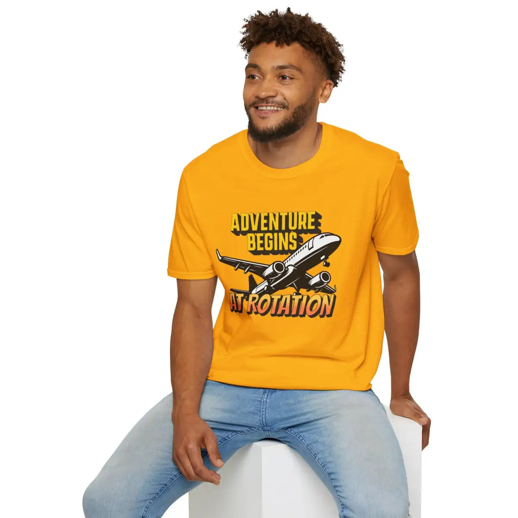 Adventure Begins At Rotation - Tee - T-Shirt - Gifts for pilots - Aviation apparel