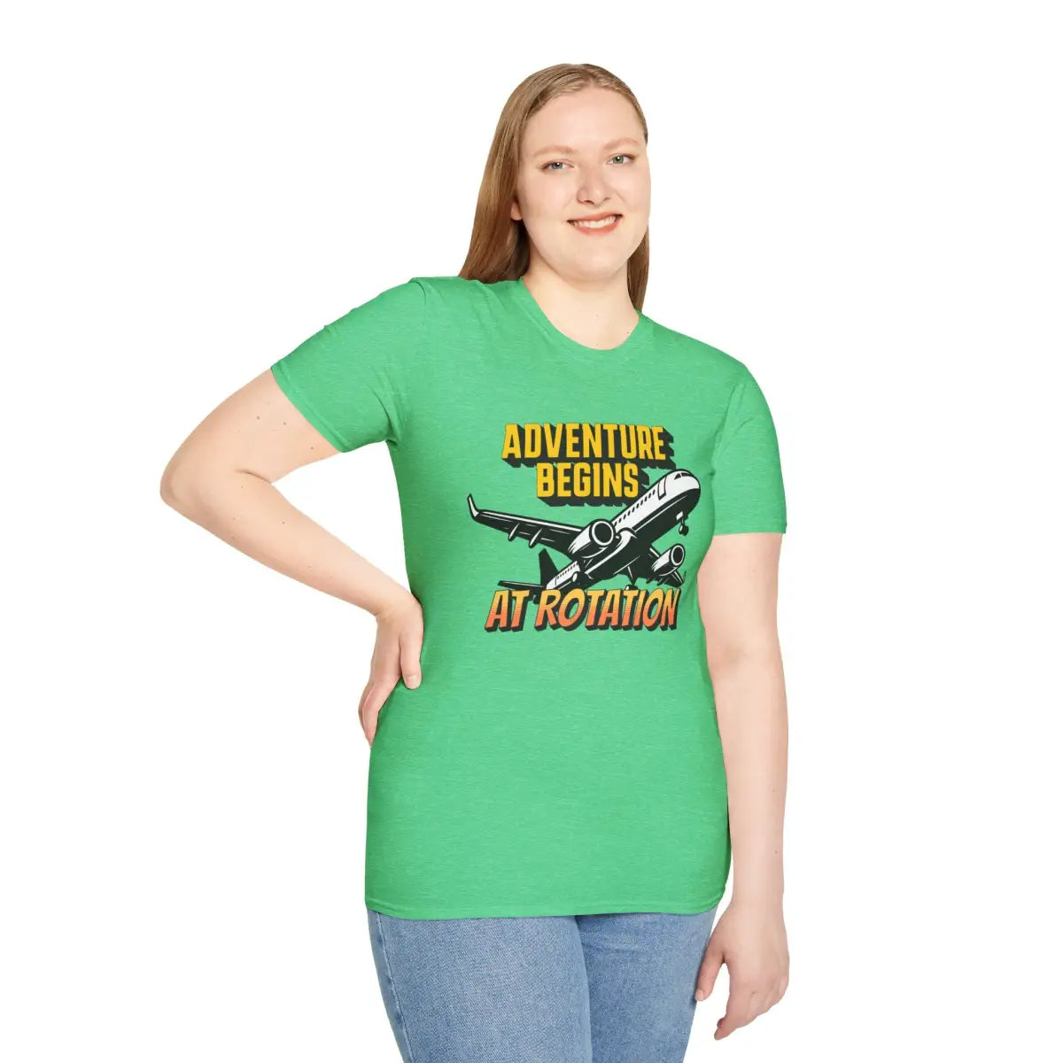 Adventure Begins At Rotation - Tee - T-Shirt - Gifts for pilots - Aviation apparel