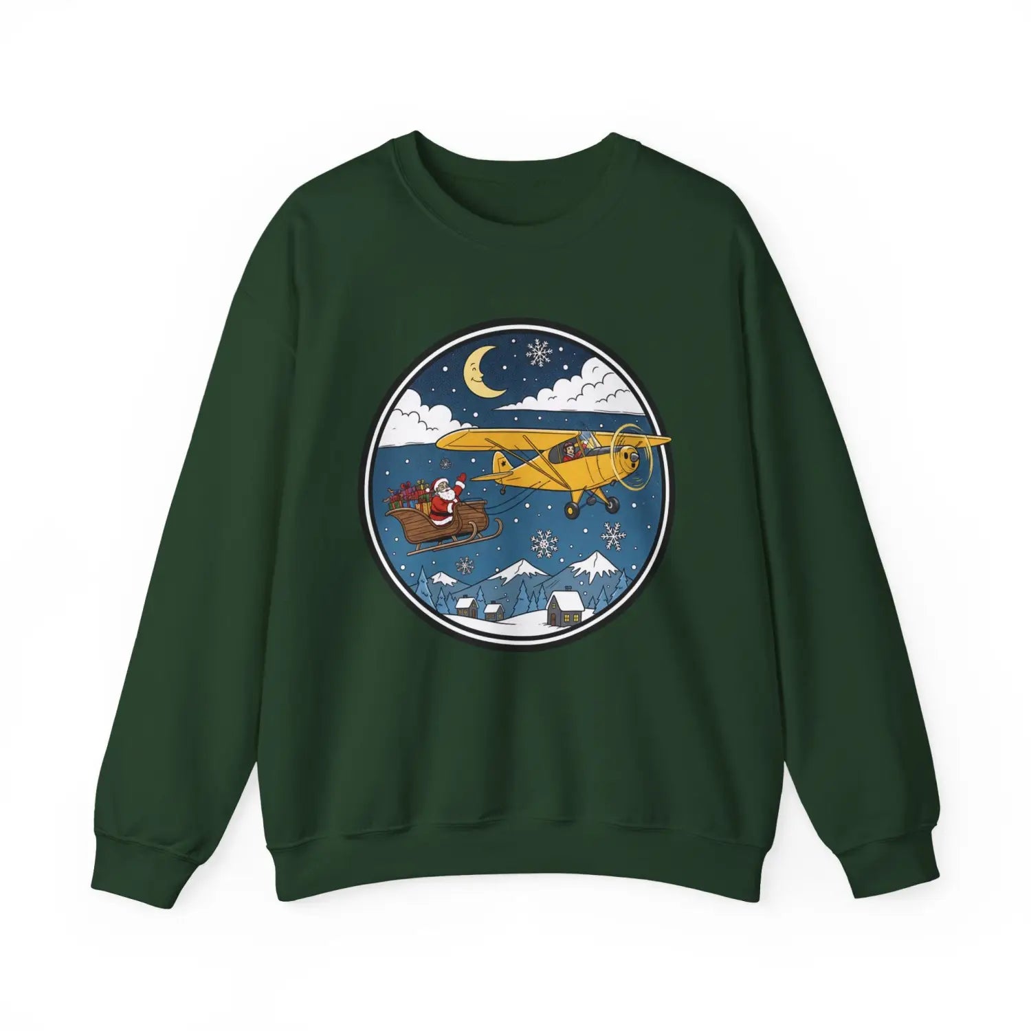Aeronca Champ Pulling Santa’s Sleigh – Holiday Sweater - Sweatshirt - Pilot gifts - WWII warbird t-shirt