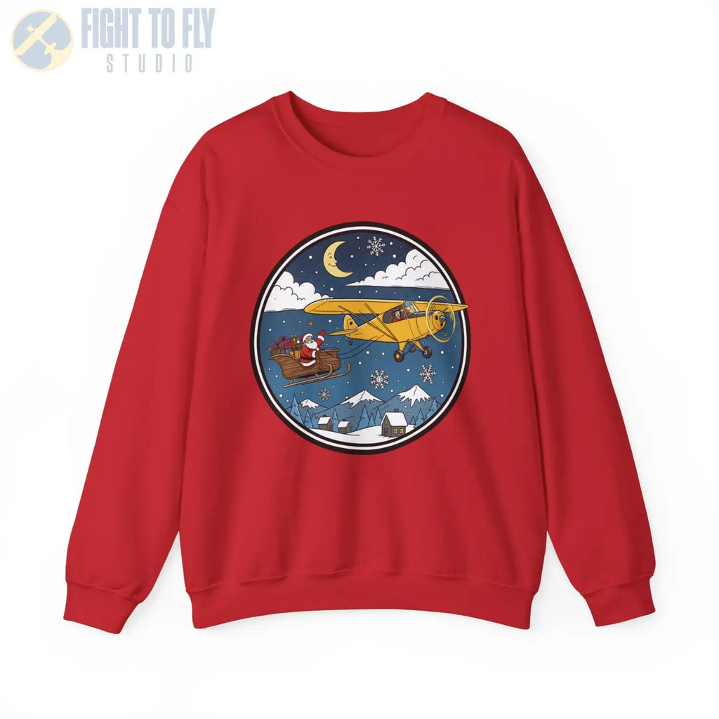 Aeronca Champ Pulling Santa’s Sleigh – Holiday Sweater - Sweatshirt - Pilot gifts - WWII warbird t-shirt