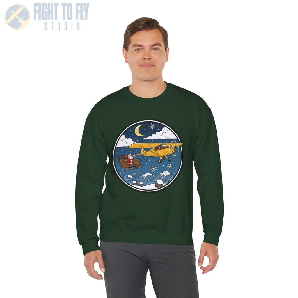Aeronca Champ Pulling Santa’s Sleigh – Holiday Sweater - Sweatshirt - Pilot gifts - WWII warbird t-shirt