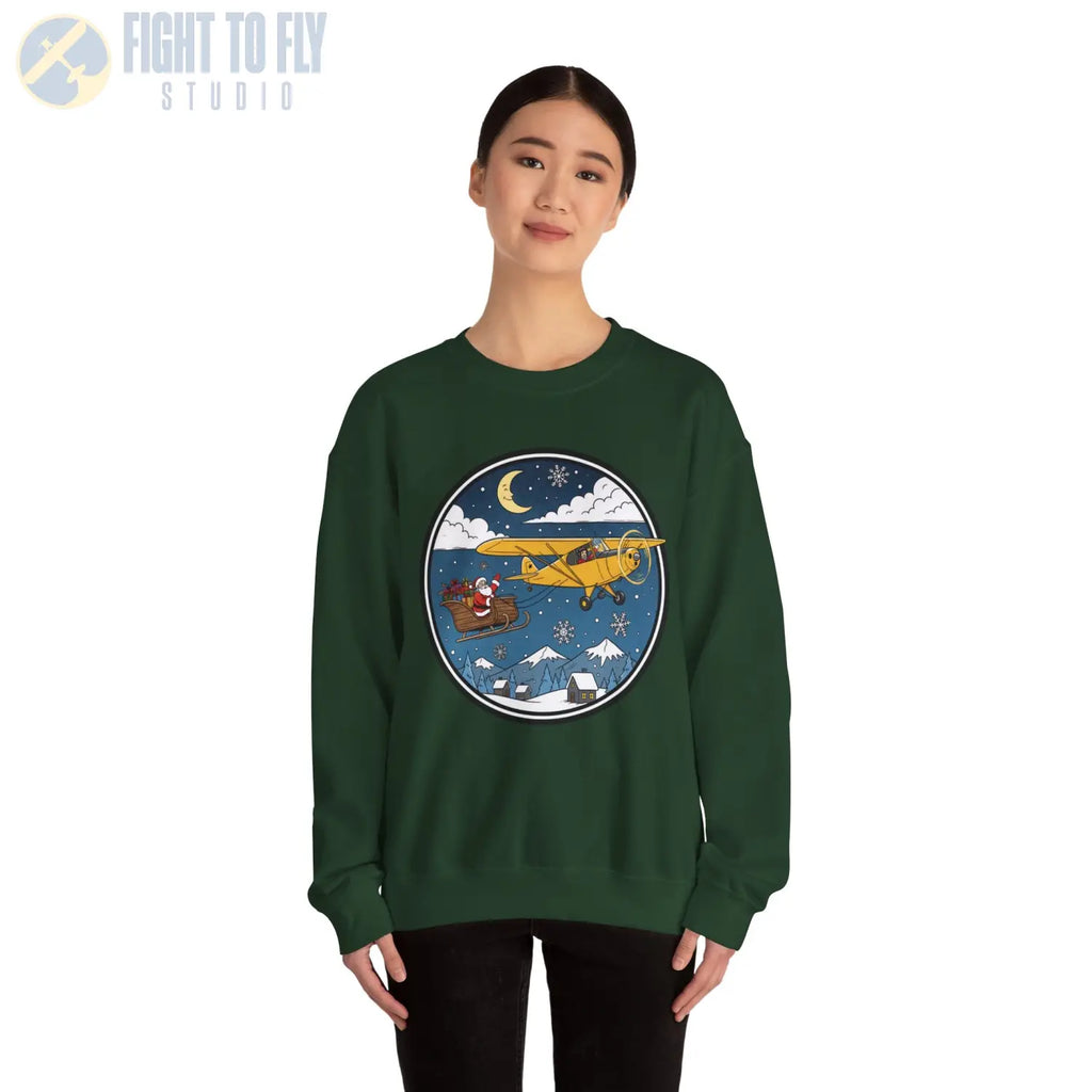 Aeronca Champ Pulling Santa’s Sleigh – Holiday Sweater - Sweatshirt - Pilot gifts - WWII warbird t-shirt