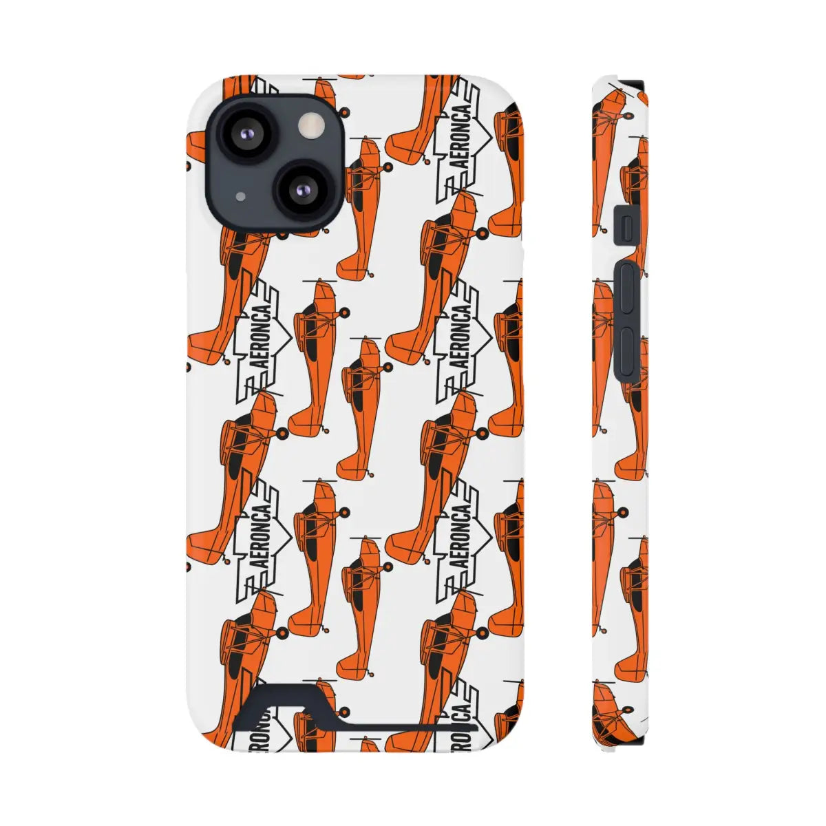 Aeronca Champ Trendy Phone Case with Card Holder - Stylish Orange Design - Gifts for pilots - Aviation apparel