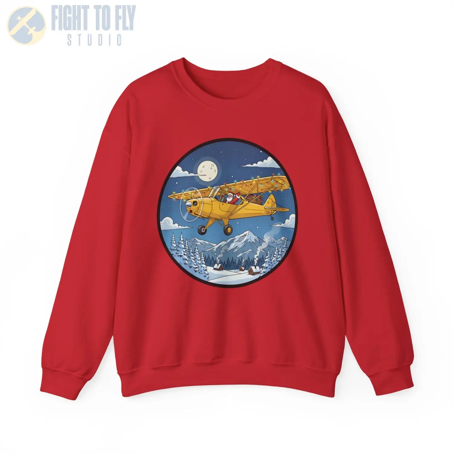 Aeronca Champ with Santa at the Controls – Holiday Sweater - Sweatshirt - Pilot gifts - WWII warbird t-shirt