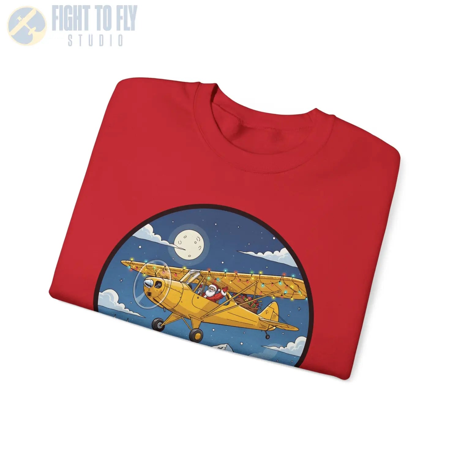 Aeronca Champ with Santa at the Controls – Holiday Sweater - Sweatshirt - Pilot gifts - WWII warbird t-shirt