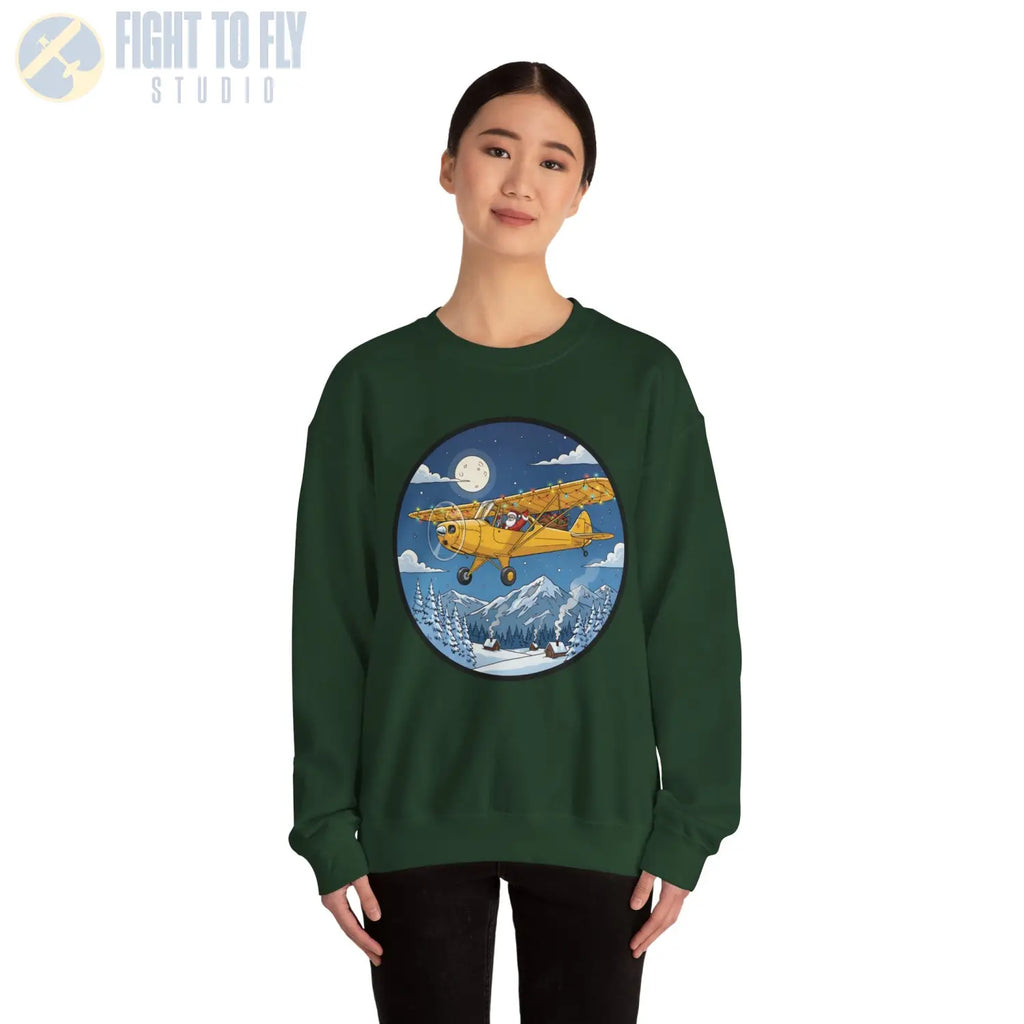 Aeronca Champ with Santa at the Controls – Holiday Sweater - Sweatshirt - Pilot gifts - WWII warbird t-shirt