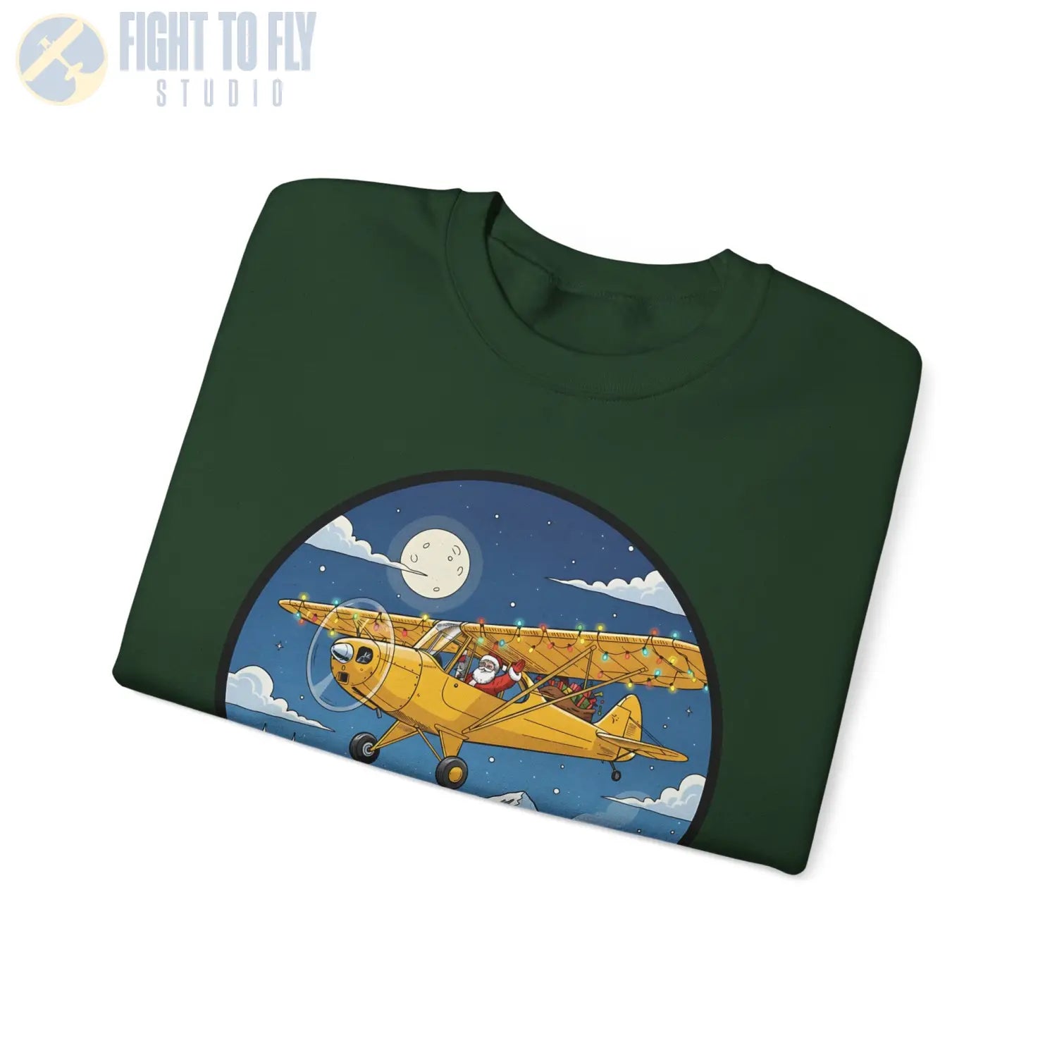 Aeronca Champ with Santa at the Controls – Holiday Sweater - Sweatshirt - Pilot gifts - WWII warbird t-shirt