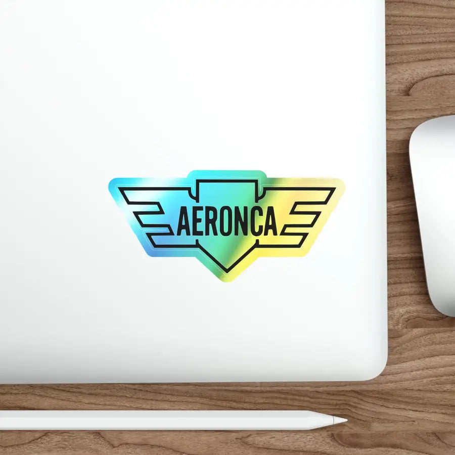 Aeronca Logo - Holographic Die-Cut Stickers - Paper products - Pilot gifts - WWII warbird t-shirt