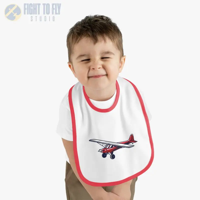Airplane Design Baby Bib - Red Bush Plane - Kids clothes - Pilot gifts - WWII warbird t-shirt