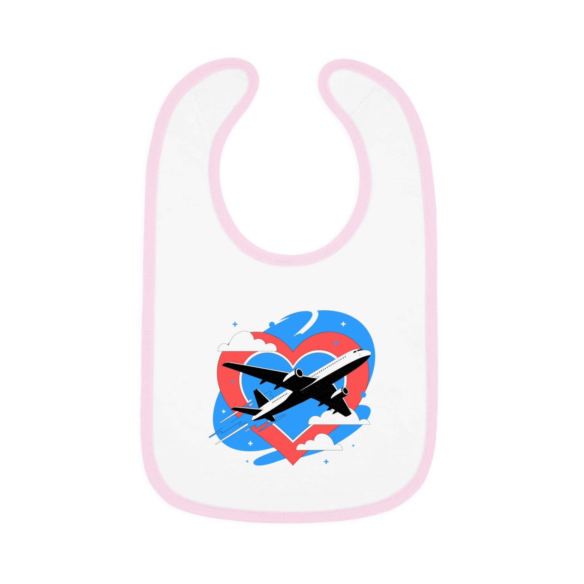 Airplane Love Baby Bib - White/Pink / One size - Kids clothes
