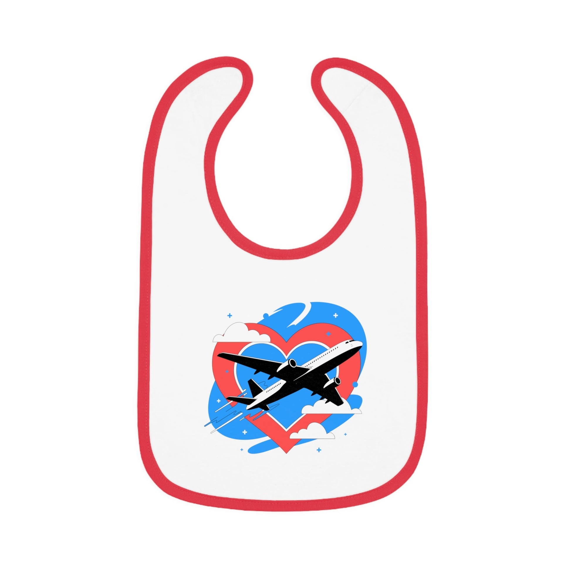 Airplane Love Baby Bib - White/Red / One size - Kids clothes