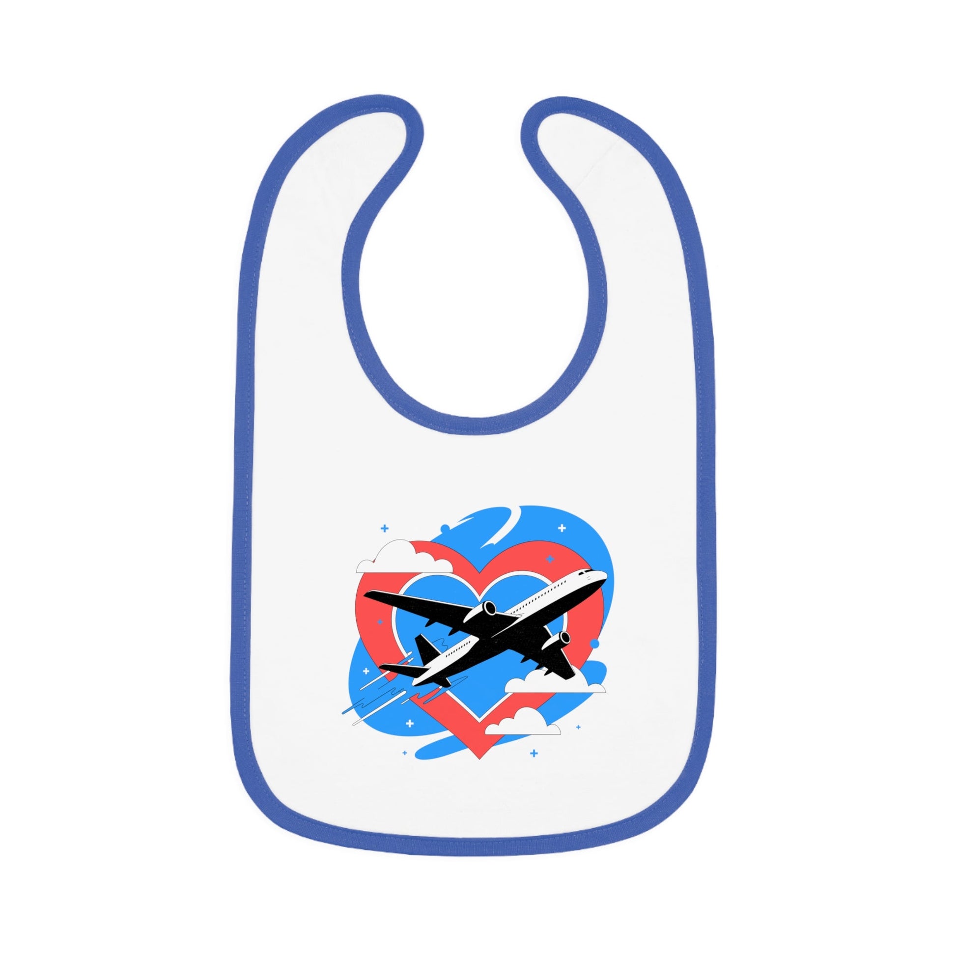Airplane Love Baby Bib - White/Royal / One size - Kids clothes