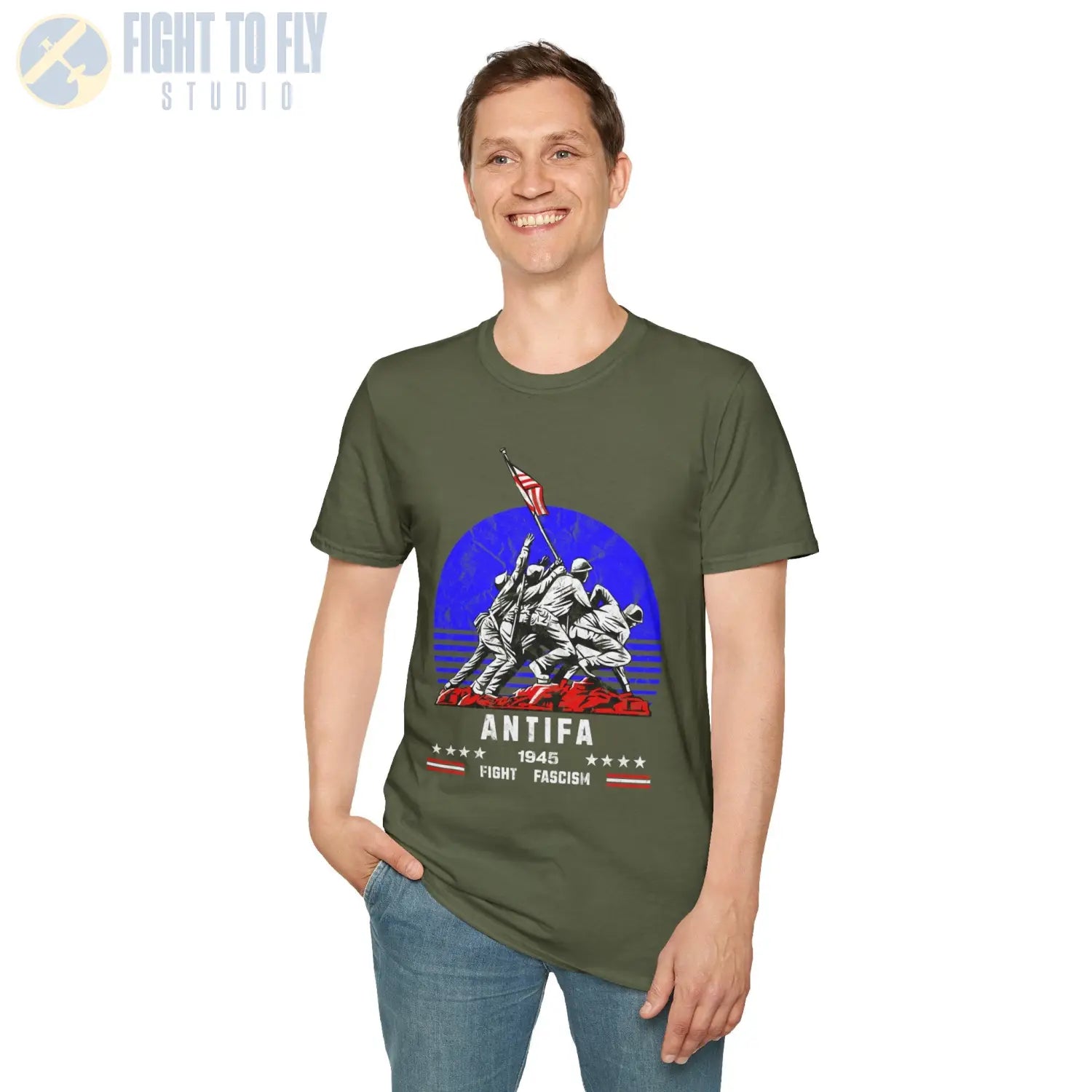 ANTIFA 1945 Fight Fascism — T-shirt - T-Shirt - Pilot gifts - WWII warbird t-shirt