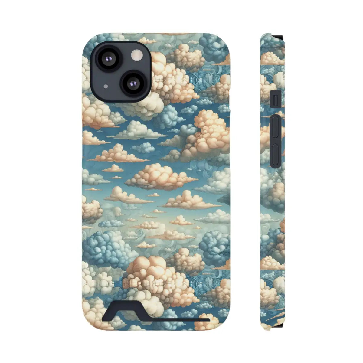 Artistic Cloud Phone Case with Card Holder - Dreamy Sky Design - Gifts for pilots - Aviation apparel
