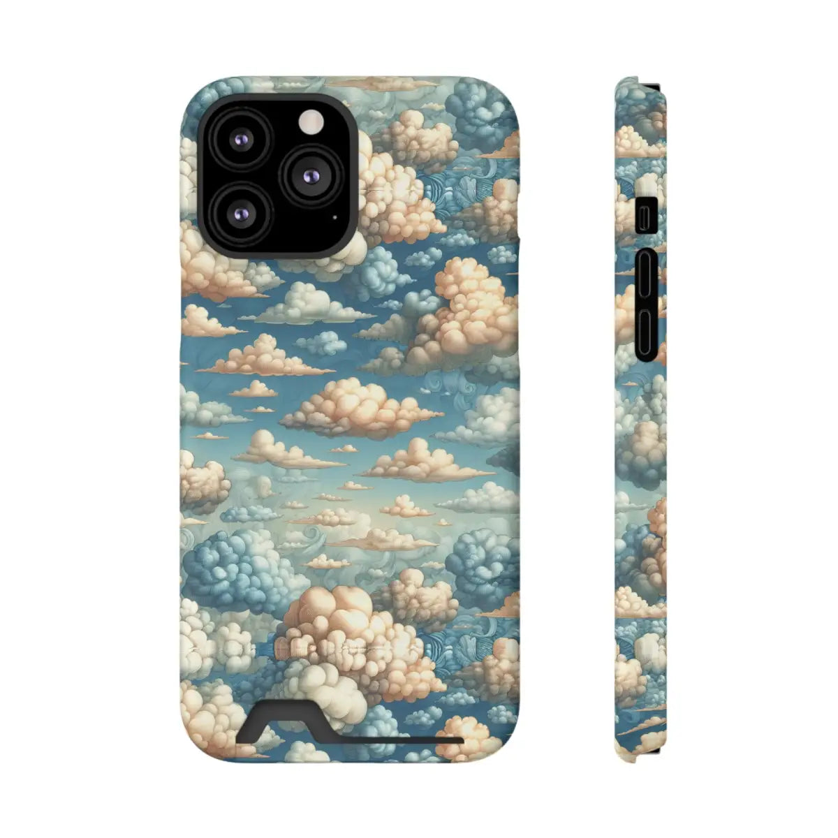 Artistic Cloud Phone Case with Card Holder - Dreamy Sky Design - Gifts for pilots - Aviation apparel