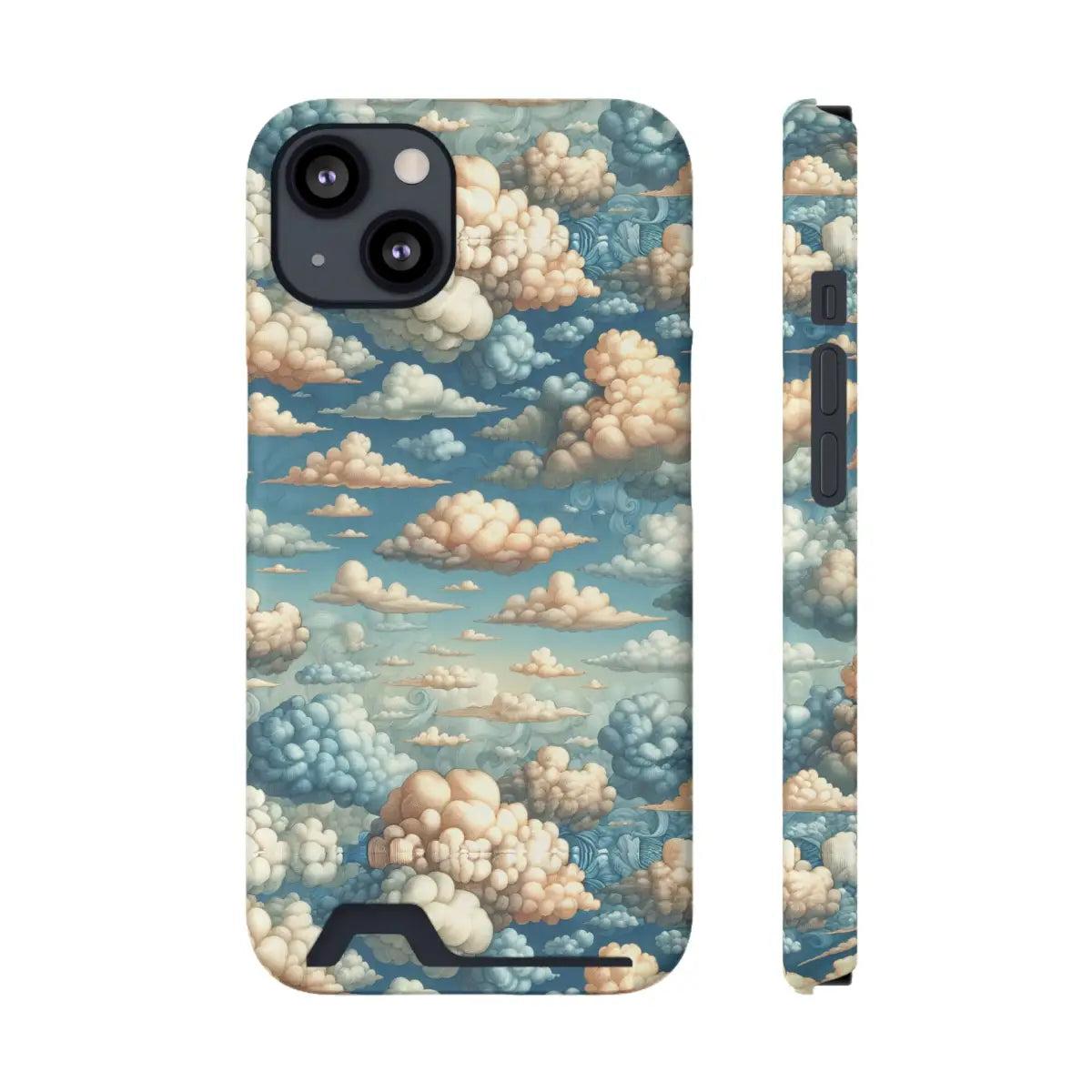 Artistic Cloud Phone Case with Card Holder - Dreamy Sky Design - Gifts for pilots - Aviation apparel