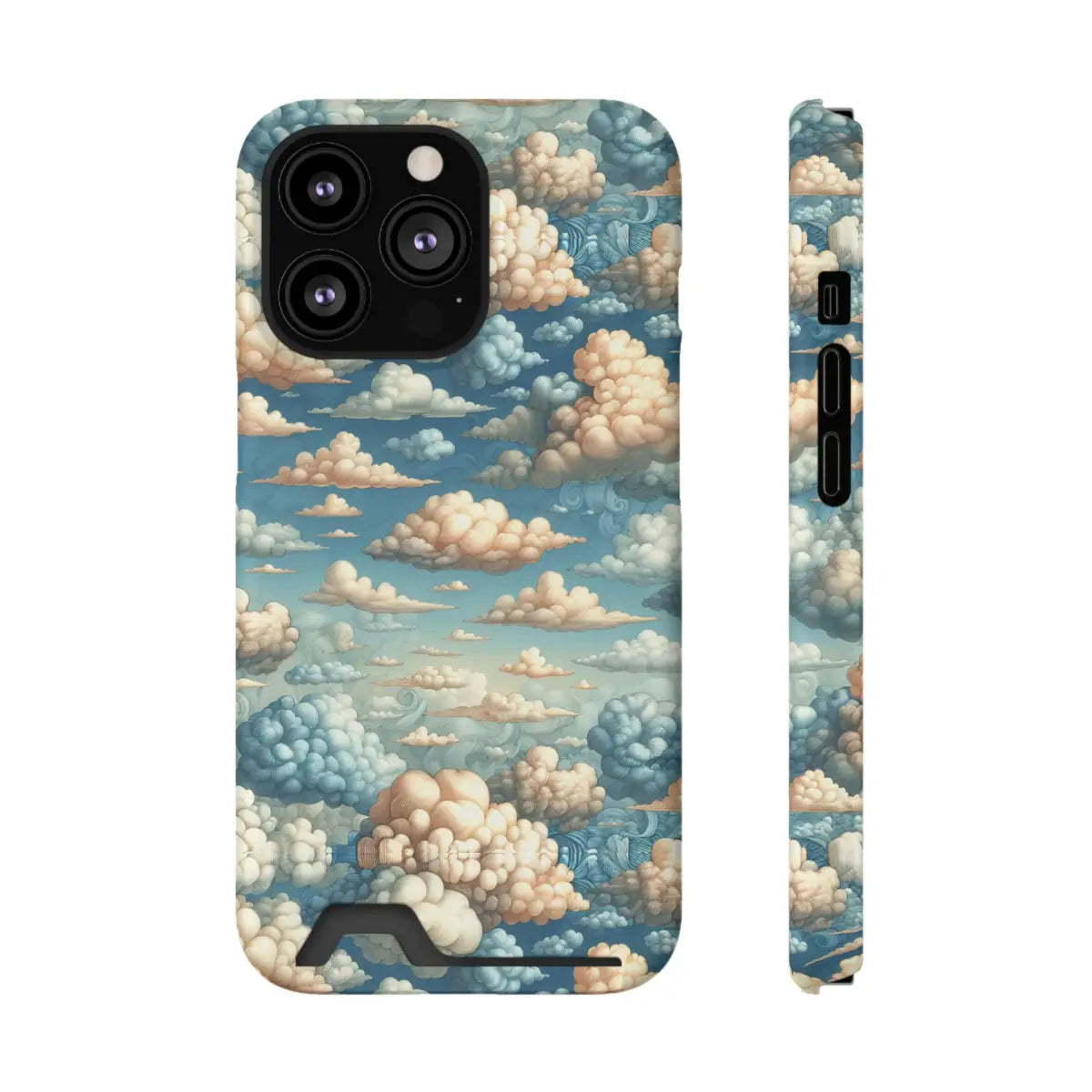 Artistic Cloud Phone Case with Card Holder - Dreamy Sky Design - Gifts for pilots - Aviation apparel