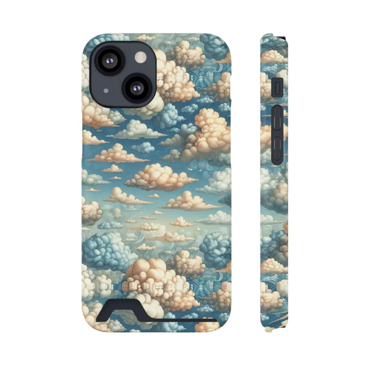Artistic Cloud Phone Case with Card Holder - Dreamy Sky Design - Gifts for pilots - Aviation apparel