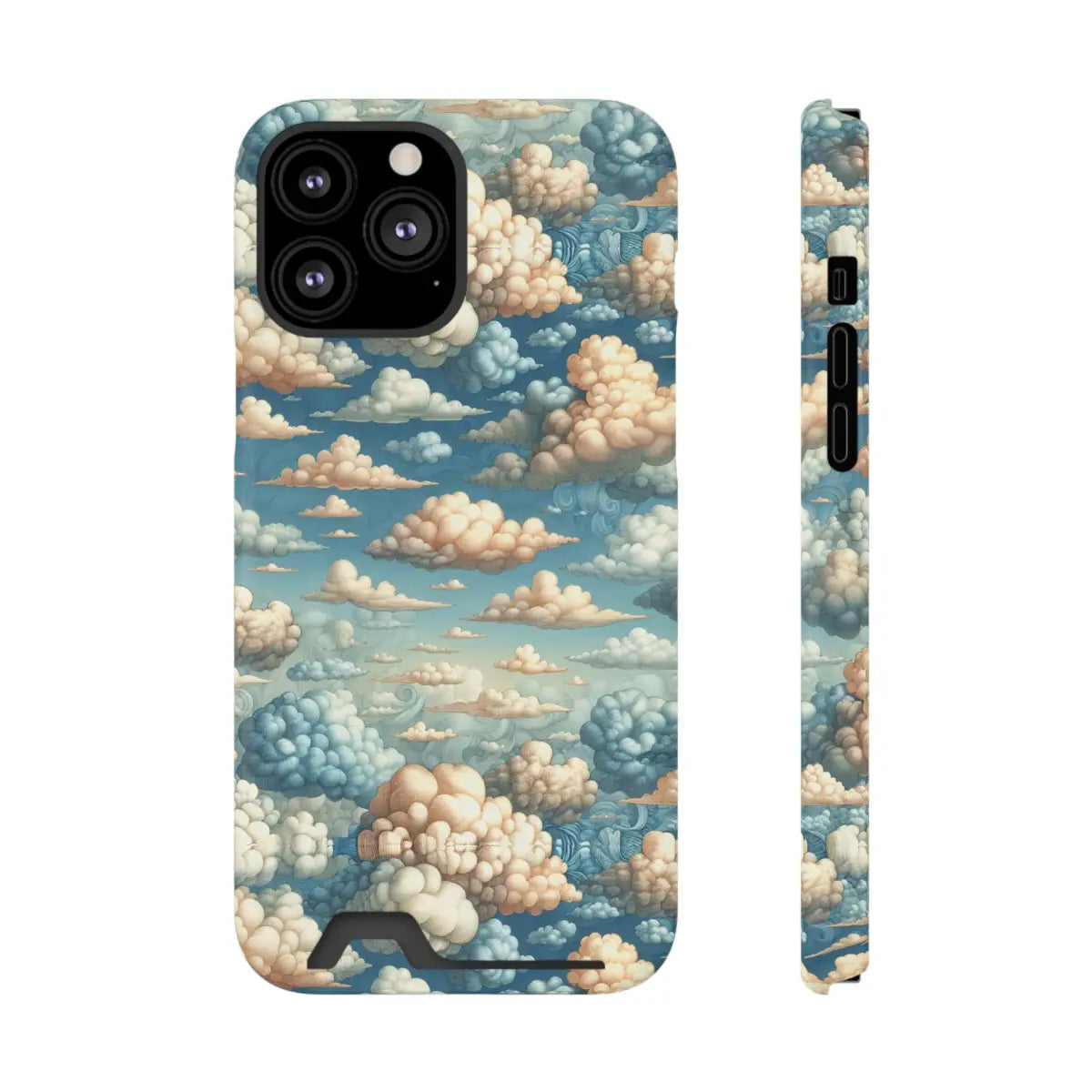 Artistic Cloud Phone Case with Card Holder - Dreamy Sky Design - Gifts for pilots - Aviation apparel