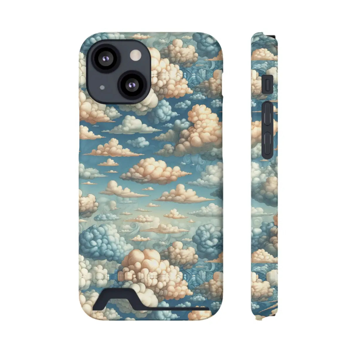 Artistic Cloud Phone Case with Card Holder - Dreamy Sky Design - Gifts for pilots - Aviation apparel