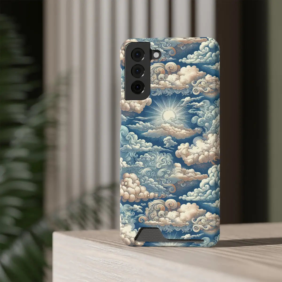 Artistic Cloud Phone Case with Card Holder - Stunning Sky Design - Gifts for pilots - Aviation apparel