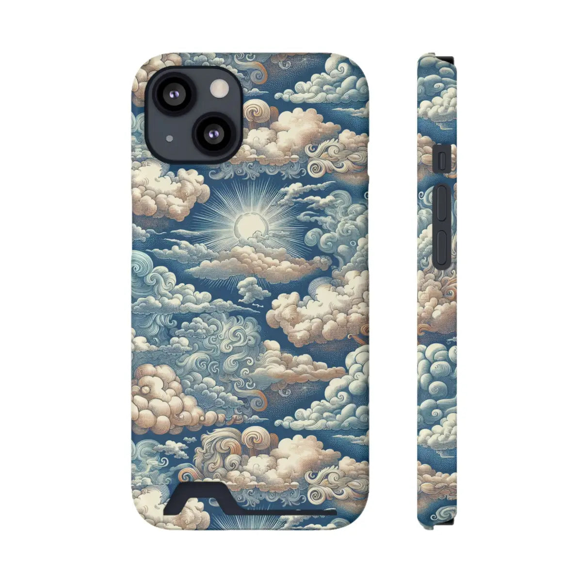 Artistic Cloud Phone Case with Card Holder - Stunning Sky Design - Gifts for pilots - Aviation apparel
