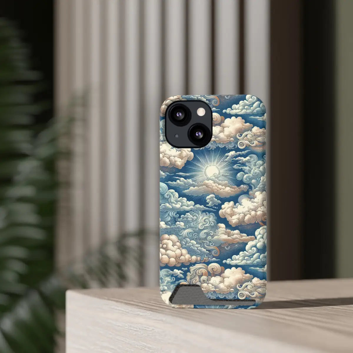 Artistic Cloud Phone Case with Card Holder - Stunning Sky Design - Gifts for pilots - Aviation apparel