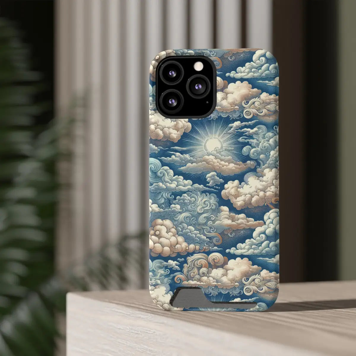 Artistic Cloud Phone Case with Card Holder - Stunning Sky Design - Gifts for pilots - Aviation apparel