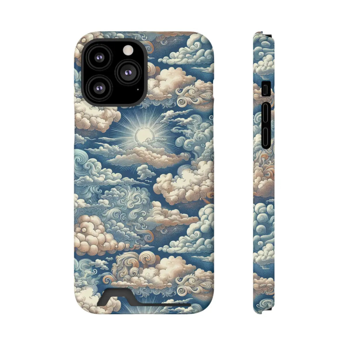 Artistic Cloud Phone Case with Card Holder - Stunning Sky Design - Gifts for pilots - Aviation apparel