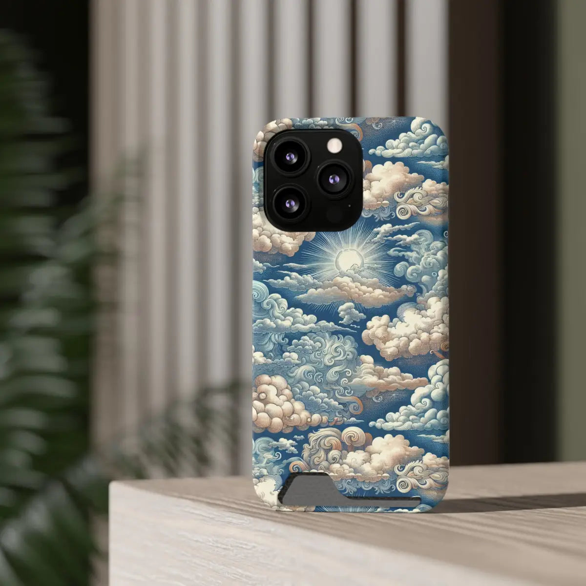 Artistic Cloud Phone Case with Card Holder - Stunning Sky Design - Gifts for pilots - Aviation apparel