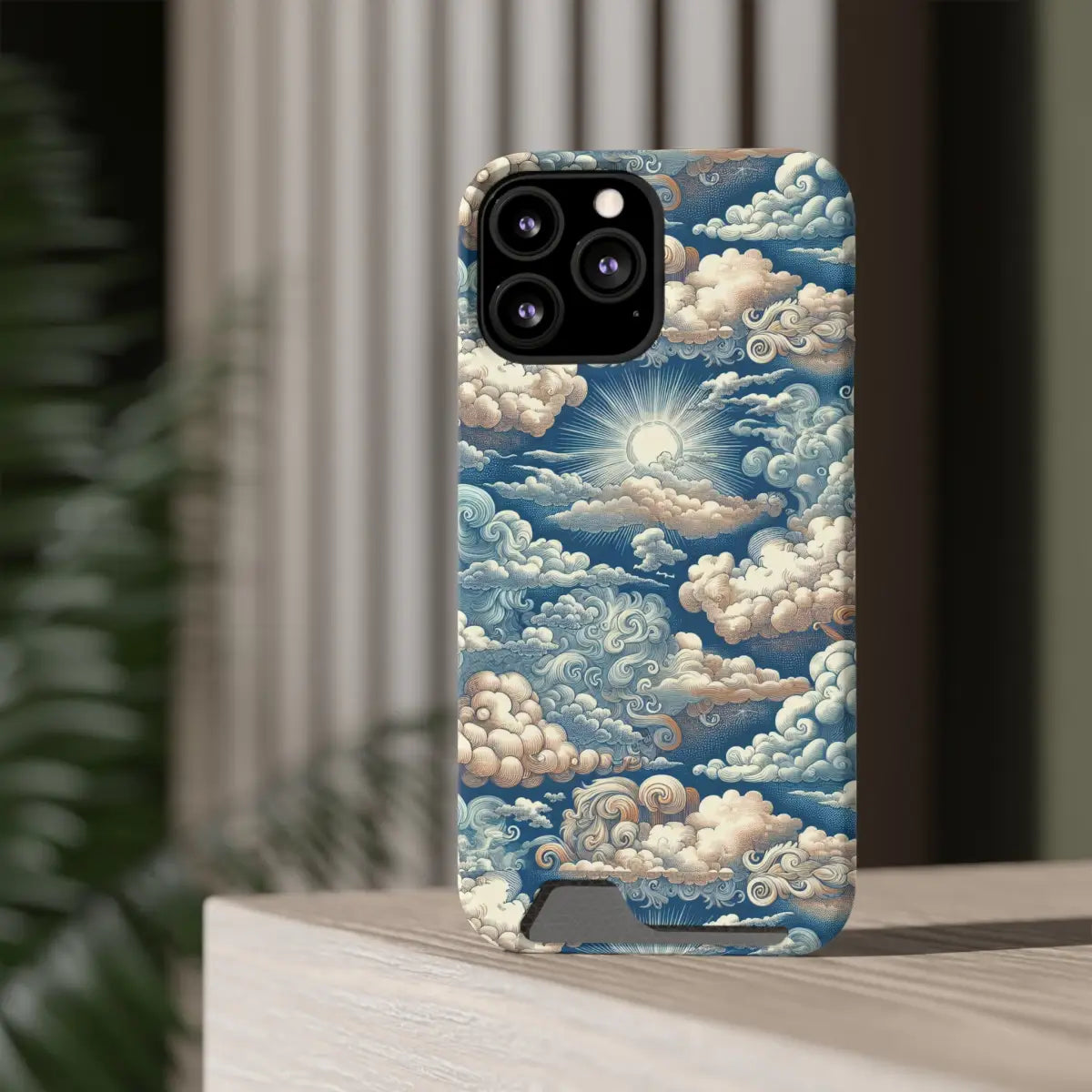 Artistic Cloud Phone Case with Card Holder - Stunning Sky Design - Gifts for pilots - Aviation apparel