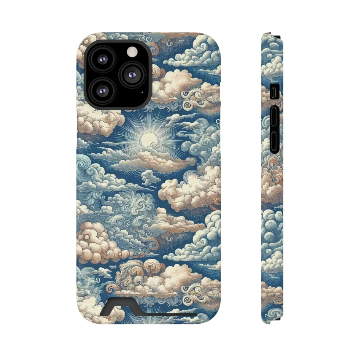 Artistic Cloud Phone Case with Card Holder - Stunning Sky Design - Gifts for pilots - Aviation apparel