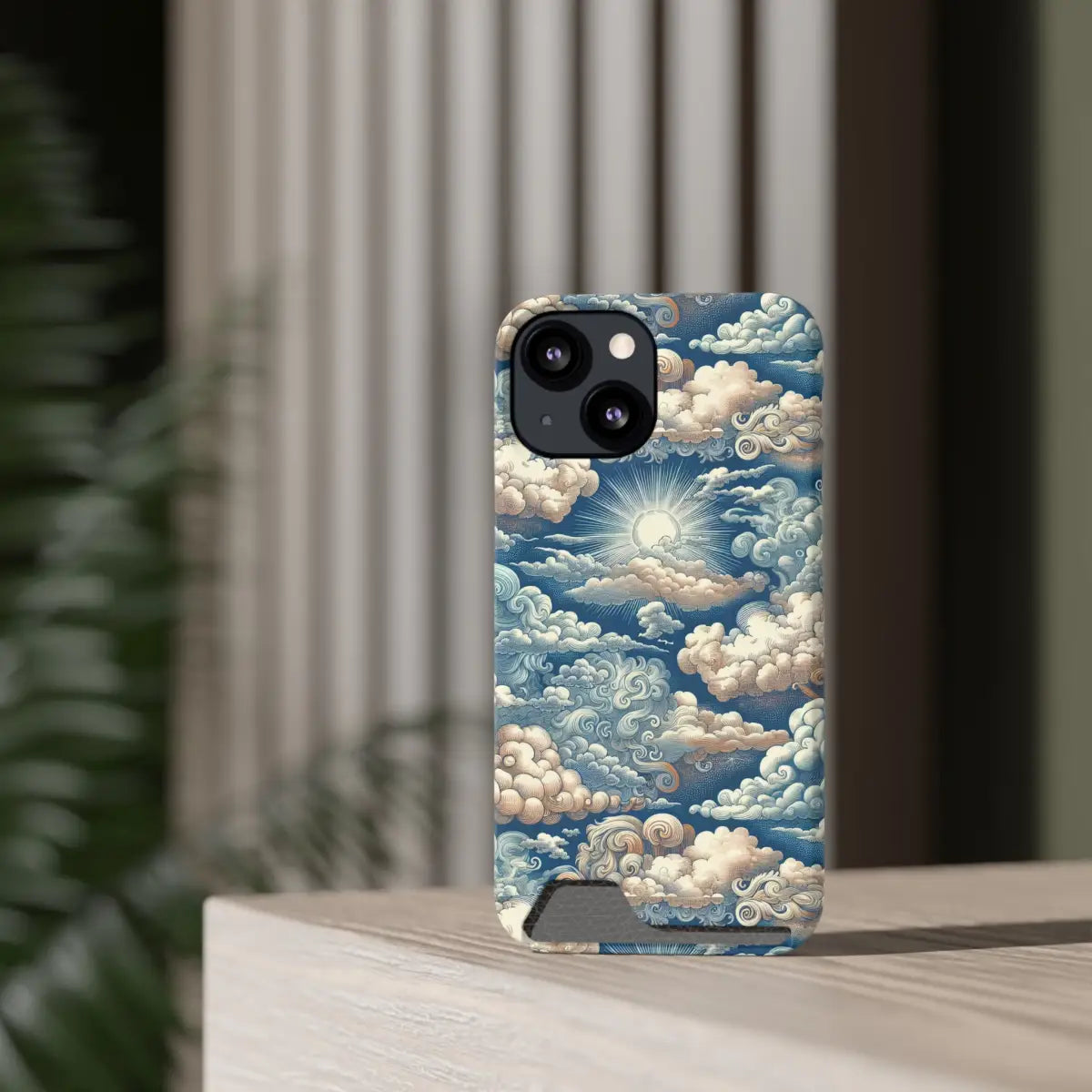 Artistic Cloud Phone Case with Card Holder - Stunning Sky Design - Gifts for pilots - Aviation apparel