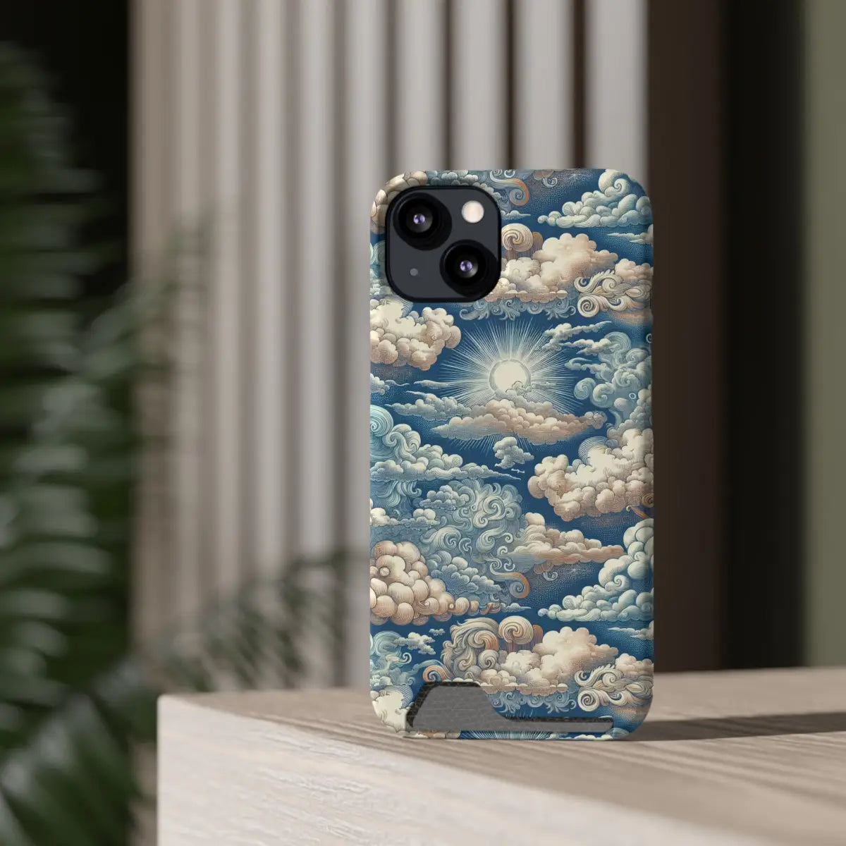 Artistic Cloud Phone Case with Card Holder - Stunning Sky Design - Gifts for pilots - Aviation apparel