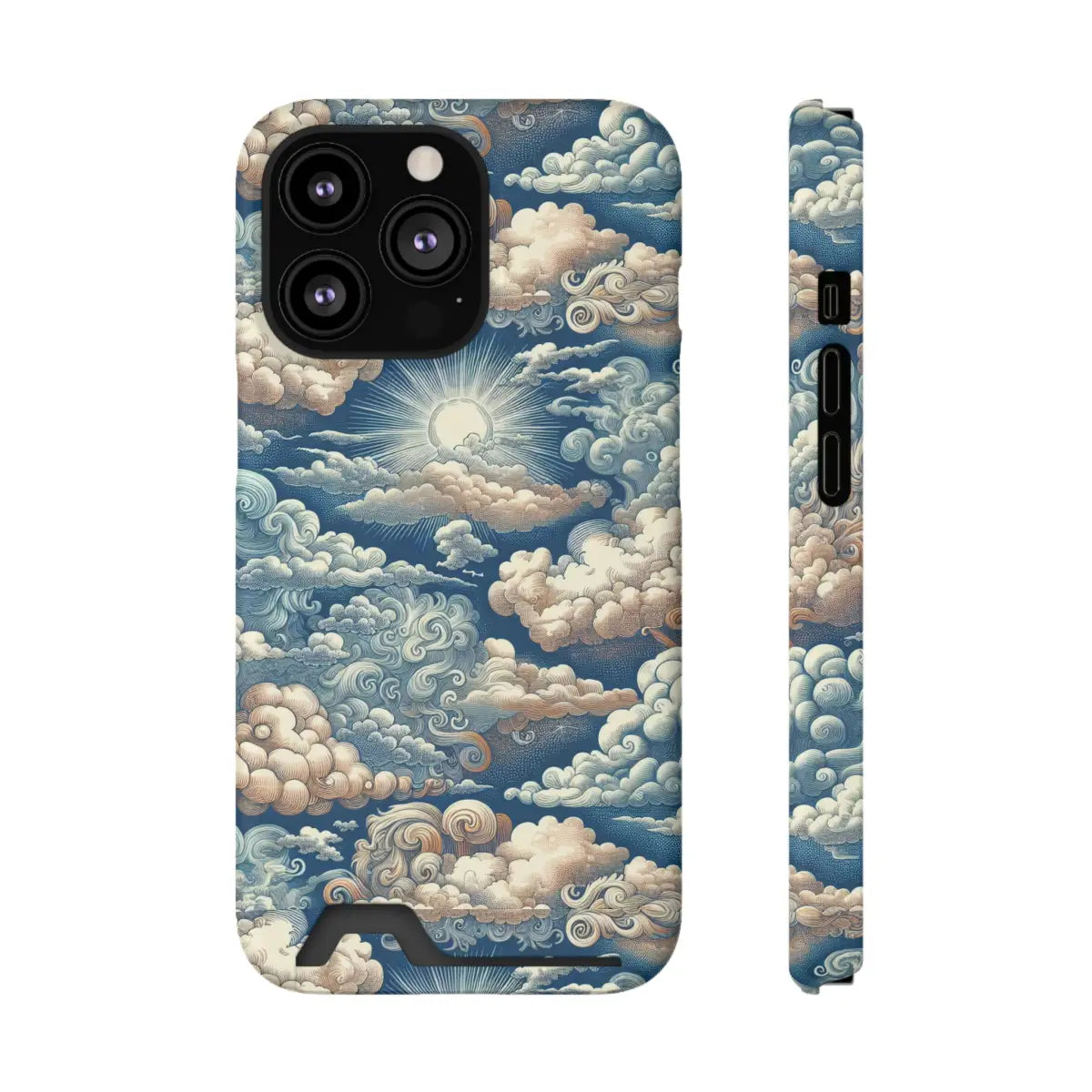 Artistic Cloud Phone Case with Card Holder - Stunning Sky Design - Gifts for pilots - Aviation apparel