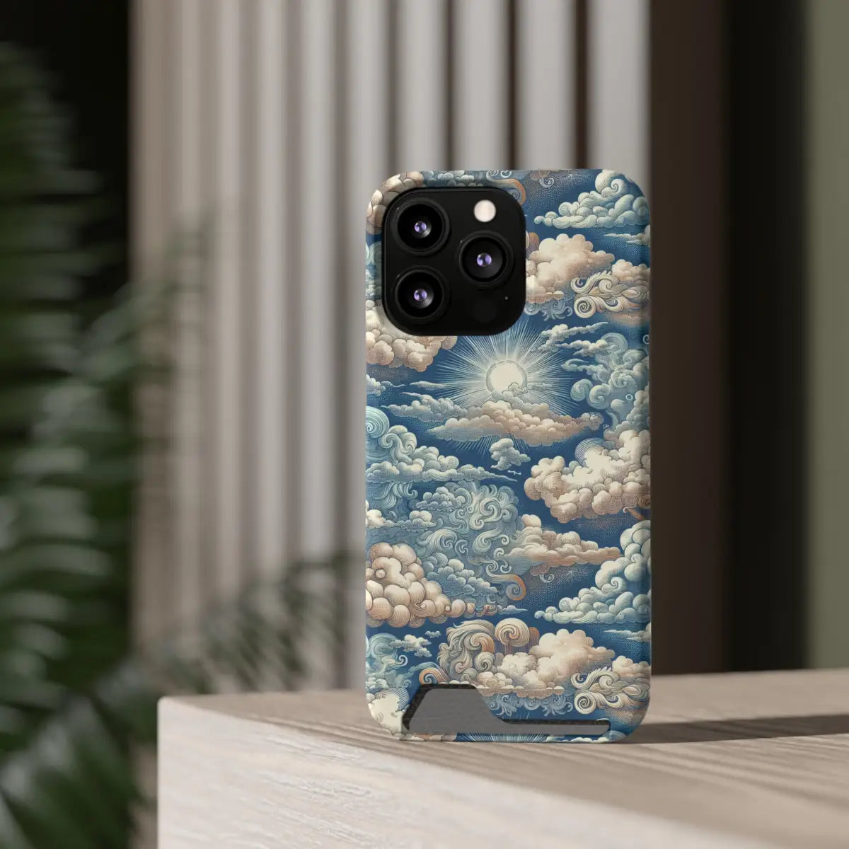 Artistic Cloud Phone Case with Card Holder - Stunning Sky Design - Gifts for pilots - Aviation apparel
