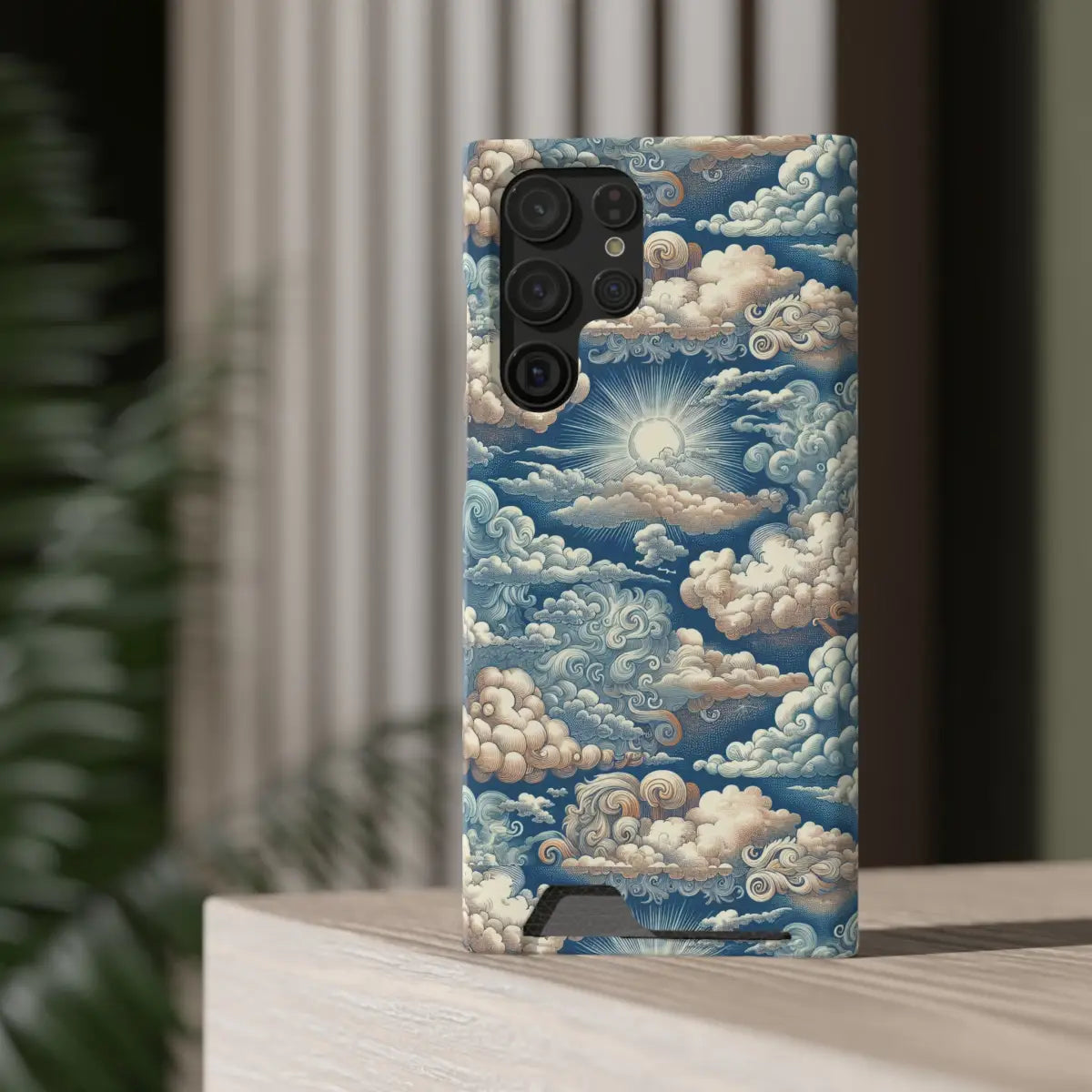 Artistic Cloud Phone Case with Card Holder - Stunning Sky Design - Gifts for pilots - Aviation apparel