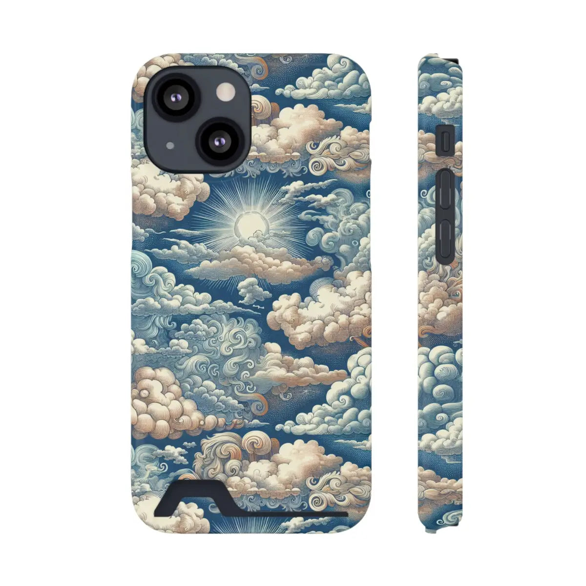 Artistic Cloud Phone Case with Card Holder - Stunning Sky Design - Gifts for pilots - Aviation apparel