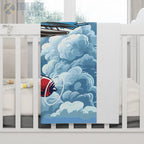 Aviation Dreams Baby Blanket – Blue and Red Planes in the Clouds - Home Decor - Pilot gifts - WWII warbird t-shirt